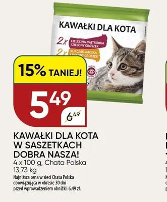 Kawałki dla kota w saszetkach 4-pak Dobra Nasza! promocja w Chata Polska