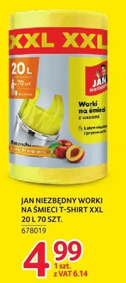 Worki Jan Niezbędny na śmieci T-Shirt XXL 20 L 70 szt. promocja w Selgros