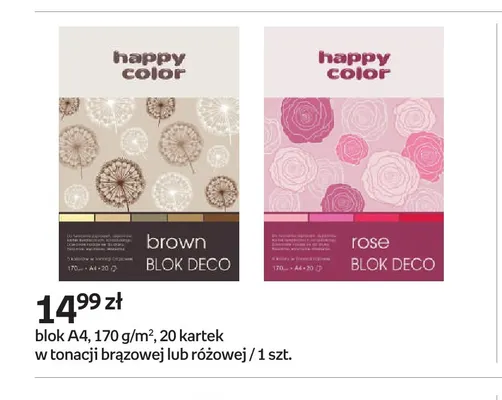 Blok A4 170 g/m² 20 kartek w tonacji różowej Happy Color promocja w Empik
