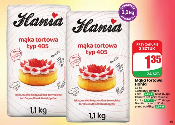 Mąka tortowa typ 405 Hania promocja w Dino
