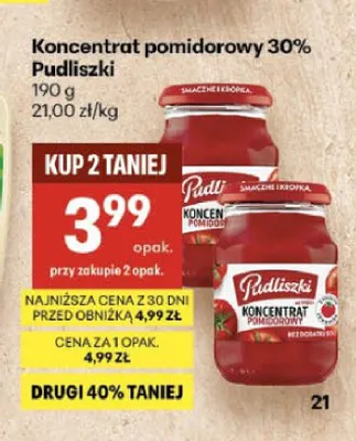 Koncentrat pomidorowy 30% Pudliszki promocja w Delikatesy Centrum