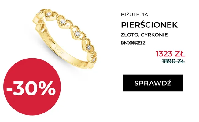 Pierścionek złoty z cyrkoniami Briju promocja w Briju