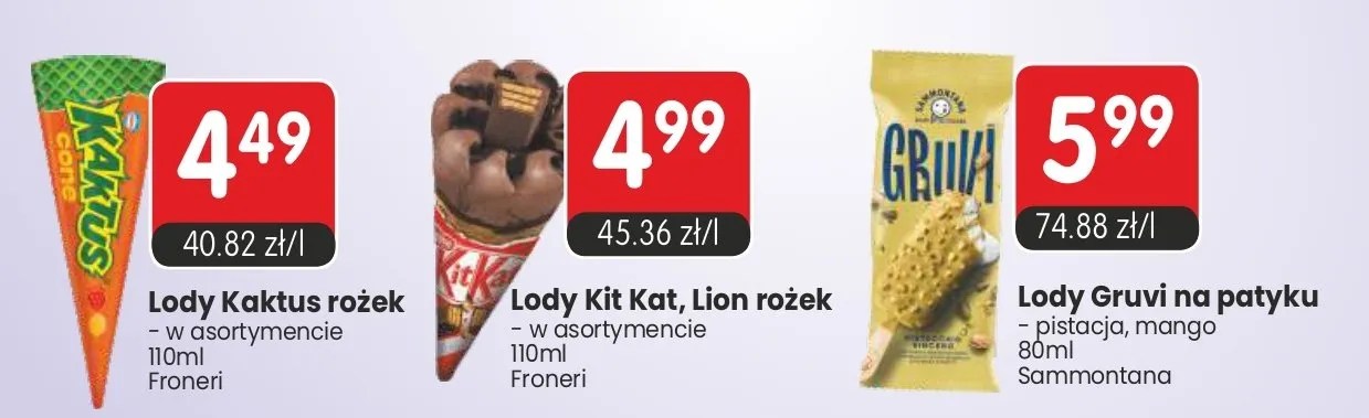 Lody Kaktus rożek w asortmencie promocja w Market Point