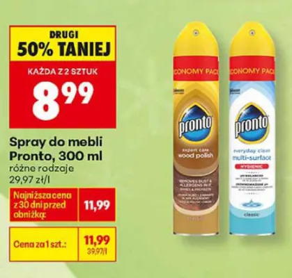 Spray do mebli Pronto Expert Care Wood Polish promocja w Biedronka