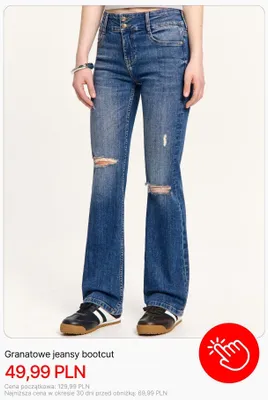 Jeansy bootcut Cropp granatowe promocja w Cropp