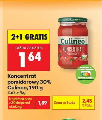 Koncentrat pomidorowy 30% Culineo promocja w Biedronka