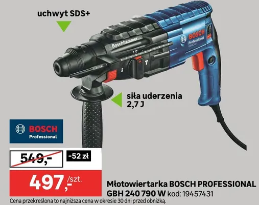 Młotowiertarka uchwyt SDS+, siła uderzenia 2,7J promocja w Leroy Merlin