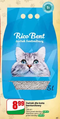 Żwirek dla kota bentonitowy Rico Bent promocja w Dino