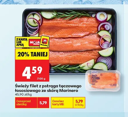 Świeży filet z pstrąga tęczowego łososiowego ze skórą Marinero promocja w Biedronka