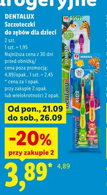 Szczoteczki do zębów dla dzieci Dentalux Kids 0-6 lat 2-pak promocja w Lidl
