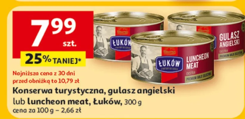 Konserwa turystyczna, gulasz angielski lub luncheon meat promocja w Auchan