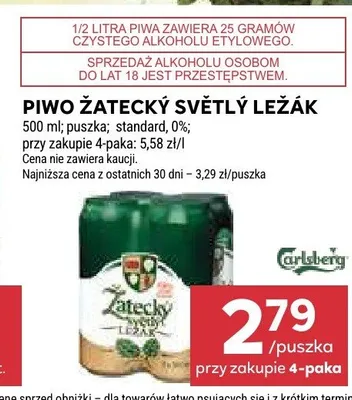 Piwo bezalkoholowe Žatecký Světlý Ležák 0% promocja w Stokrotka