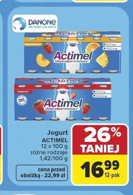 Jogurt Actimel 12-pak 100 g promocja w Carrefour