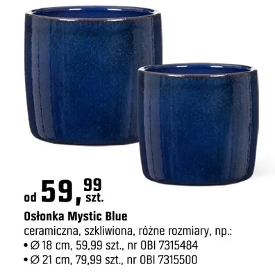Osłonka Mystic Blue ceramiczna, szkliwiona, różne rozmiary promocja w OBI