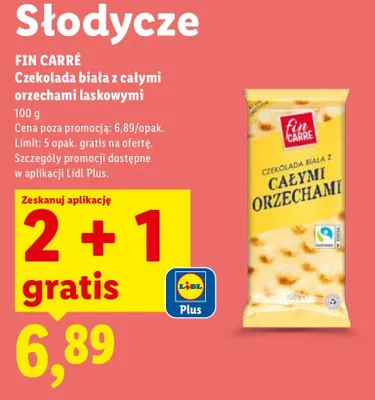 Czekolada biała z całymi orzechami laskowymi promocja w Lidl