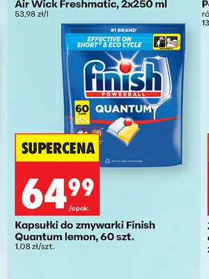 Kapsułki do zmywarki Finish Quantum Lemon promocja w Biedronka