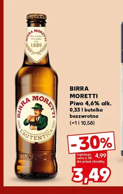 Piwo 4,6% alk. Birra Moretti promocja w Kaufland