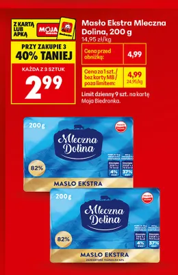 Masło Ekstra Mleczna Dolina promocja w Biedronka