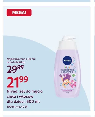 Żel do mycia ciała i włosów dla dzieci Nivea promocja w Rossmann