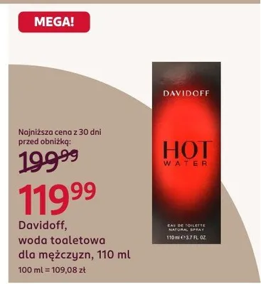 Woda toaletowa dla mężczyzn Davidoff Hot Water promocja w Rossmann