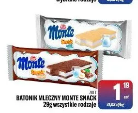Batonik mleczny Monte Snack White Zott promocja w Tomi Markt