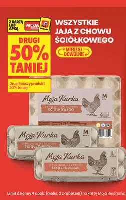 Jaja z chowu ściółkowego Moja Kurka klasa L promocja w Biedronka