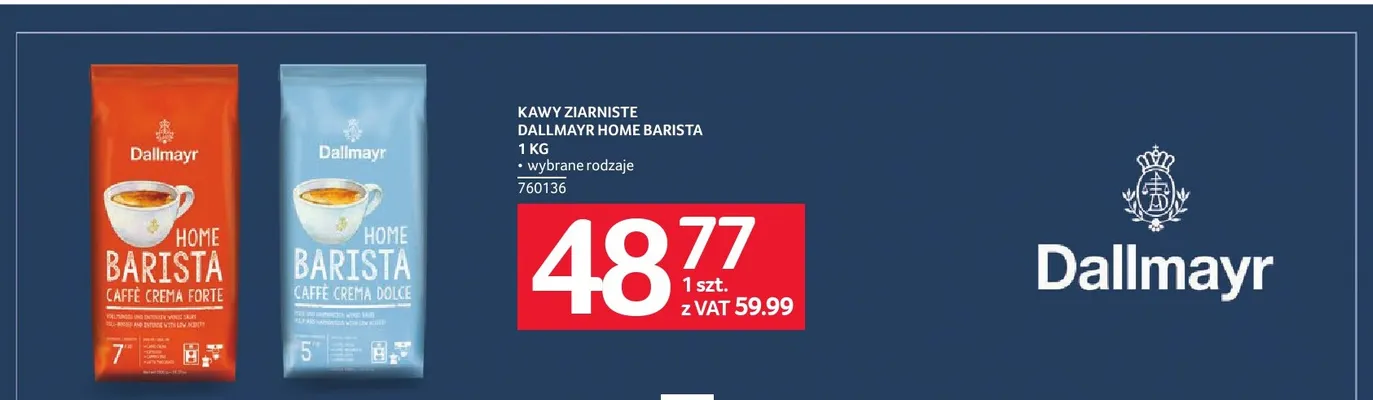 Kawa ziarnista Dallmayr Home Barista promocja w Selgros