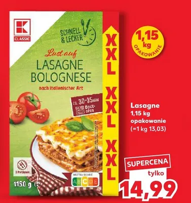 Lasagne Bolognese K Classic XXL promocja w Kaufland