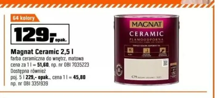 Farba ceramiczna Magnat Ceramic matowa 5 l promocja w OBI