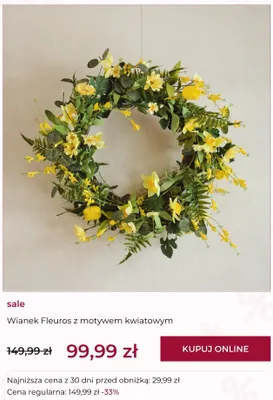 Wianek Fleuros z motywem kwiatowym home&you promocja w home&you