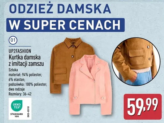 Kurtka damska z imitacji zamszu promocja w Aldi