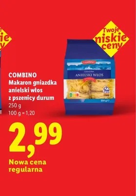 Makaron gniazdka anielski włos z pszenicy durum Combino promocja w Lidl