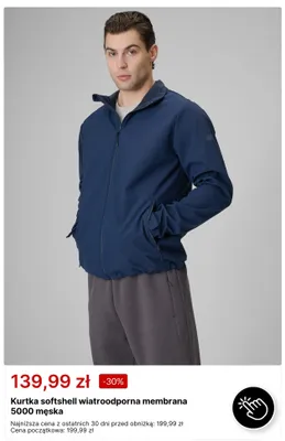 Kurtka softshell wiatroodporna membrana 5000 męska 4F promocja w 4F