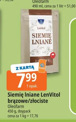 Siemię lniane LenVitol brązowe promocja w Leclerc