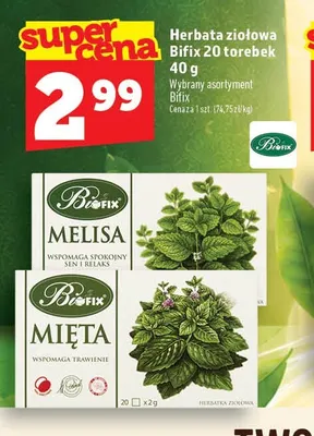Herbata ziołowa Bifix melisa promocja w TOPAZ