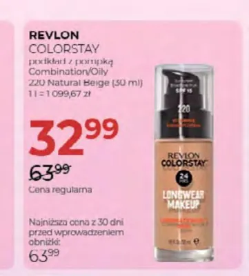 Podkład z pompką Revlon Colorstay Combination/Oily 220 Natural Beige promocja w Drogerie Jawa