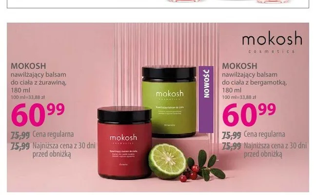 Nawilżający balsam do ciała z żurawiną Mokosh promocja w Hebe