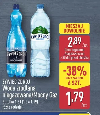 Woda źródlana niegazowana Żywiec Zdrój promocja w Aldi