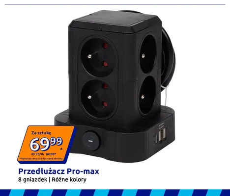 Przedłużacz Pro-max 8 gniazdek promocja w Action