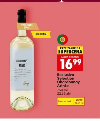 Wino Exclusive Selection Chardonnay Arinto promocja w Biedronka