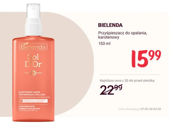 Przyśpieszacz do opalania karotenowy Bielenda promocja w Rossmann
