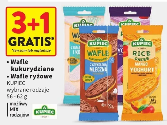 Wafle kukurydziane Kupiec wybrane rodzaje promocja w Intermarche