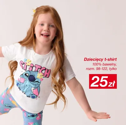 Dziecięcy t-shirt Disney Stitch 100% bawełny rozm. 98-122 promocja w KiK