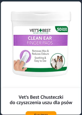 Chusteczki do czyszczenia uszu dla psów Vet's Best promocja w Amazon