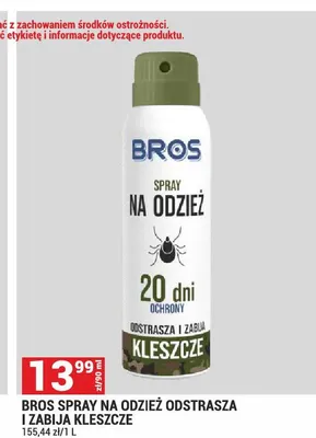 Spray na odzież odstrasza i zabija kleszcze Bros promocja w Merkury Market