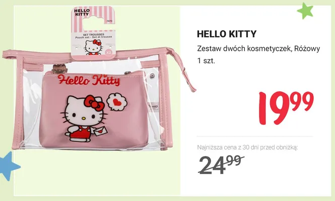 Zestaw dwóch kosmetyczek HELLO KITTY Różowy promocja w Rossmann