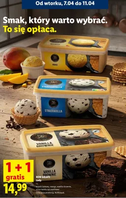 Lody laskowy, mango, wanilia-brownie, stracciatella lub waniliowe promocja w Lidl