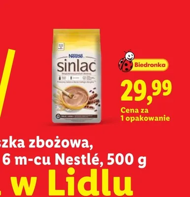 Kaszka zbożowa bezglutenowa Nestlé Sinlac promocja w Lidl