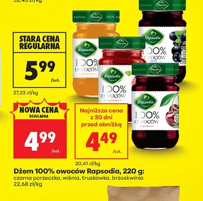 Dżem 100% owoców Rapsodia wiśnia promocja w Biedronka