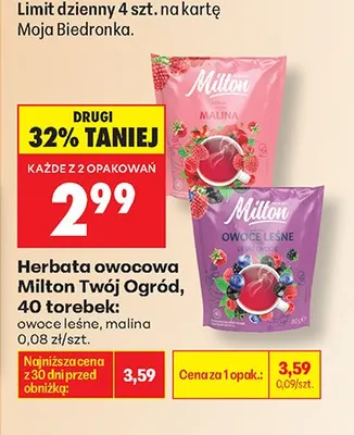 Herbata owocowa Milton Twój Ogród Owoce Leśne promocja w Biedronka
